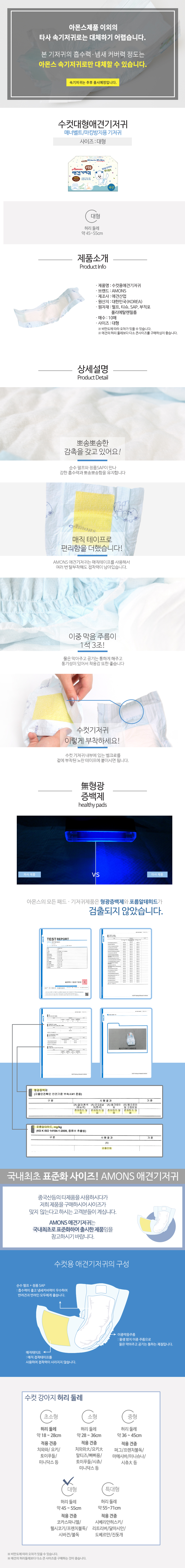 아몬스 수컷견 배변 패드형 매너벨트 대형 10매 반려견 남아 기저귀 상세 이미지 2