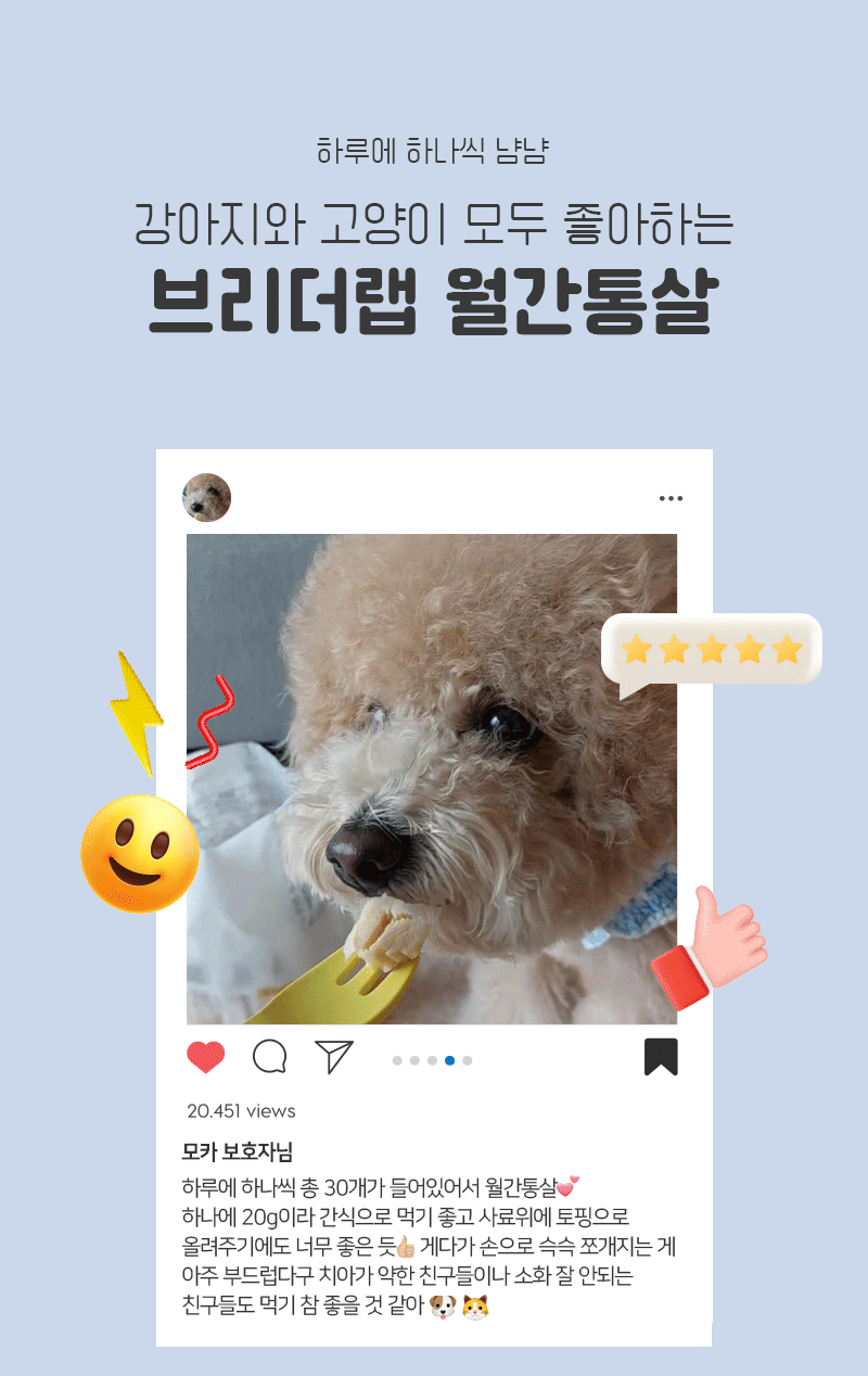 브리더랩 닭가슴살 통살 고양이 간식 반려묘 보양식 30개입 상세 이미지 2