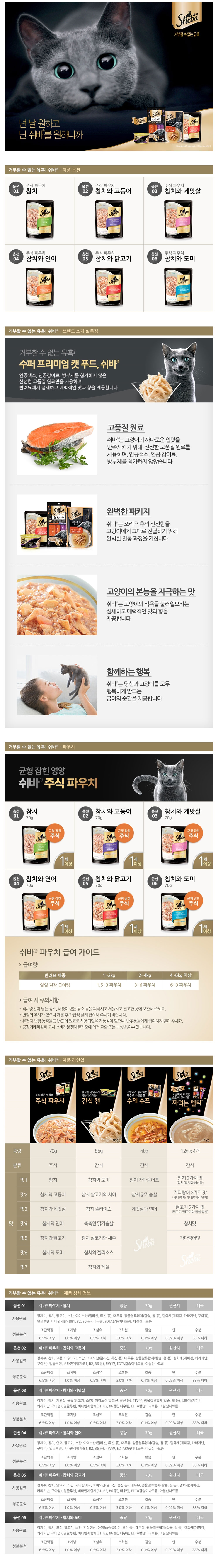 쉬바 캣푸드 고양이 간식 참치 연어 습식 파우치 70g 반려동물 식사 묘묘 상세 이미지 2