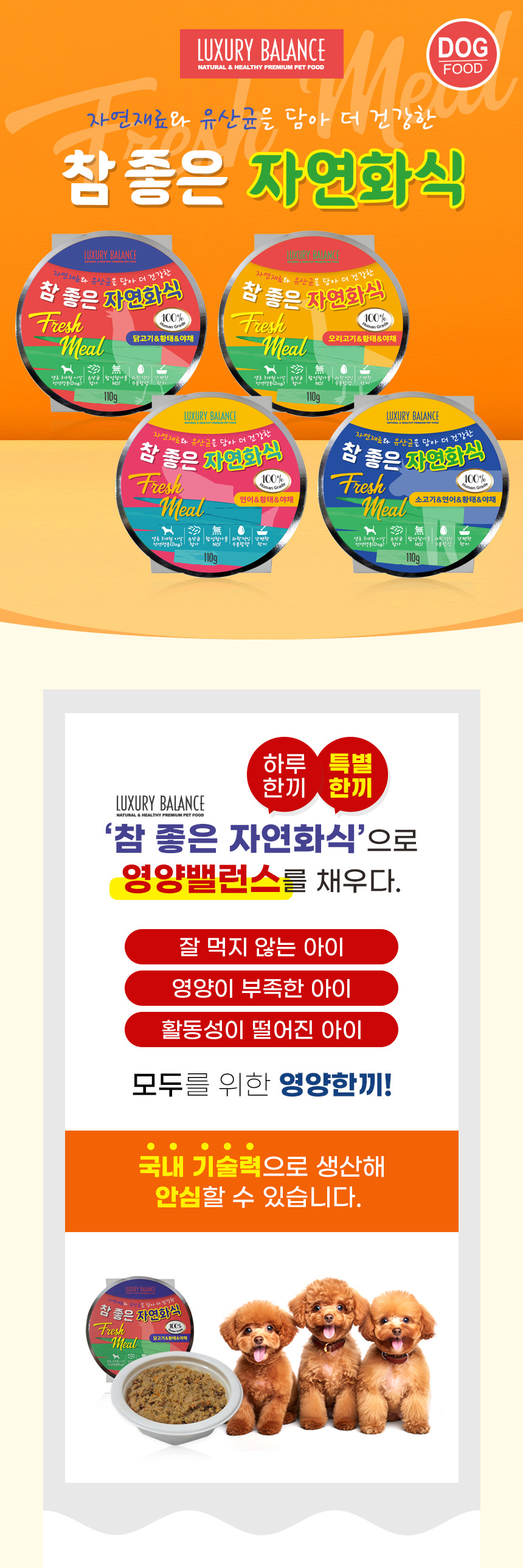 반려견 화식 소고기 연어 황태 야채 발란스 럭셔리 식사 반려견사료 상세 이미지 2
